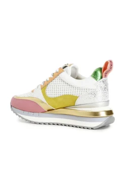 sneakers in tessuto glitter con lacci multicolor