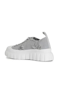 sneakers in tessuto sfrangiato perla