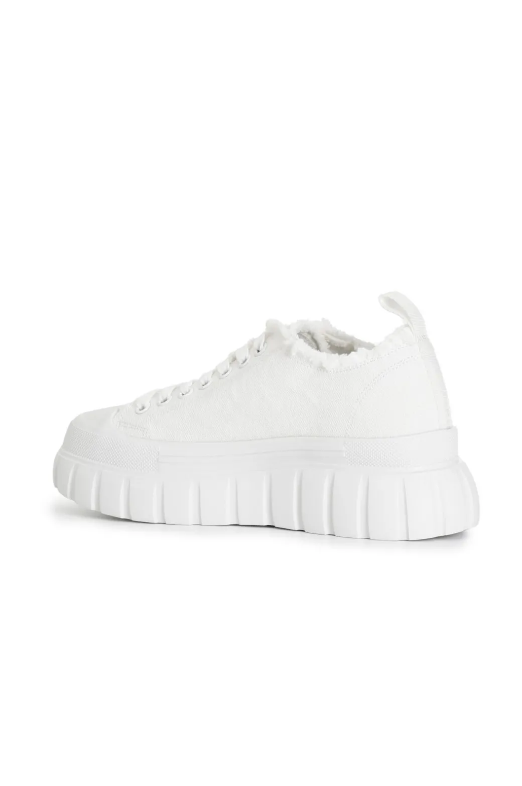 sneakers in tessuto sfrangiato e patch di strass bianco