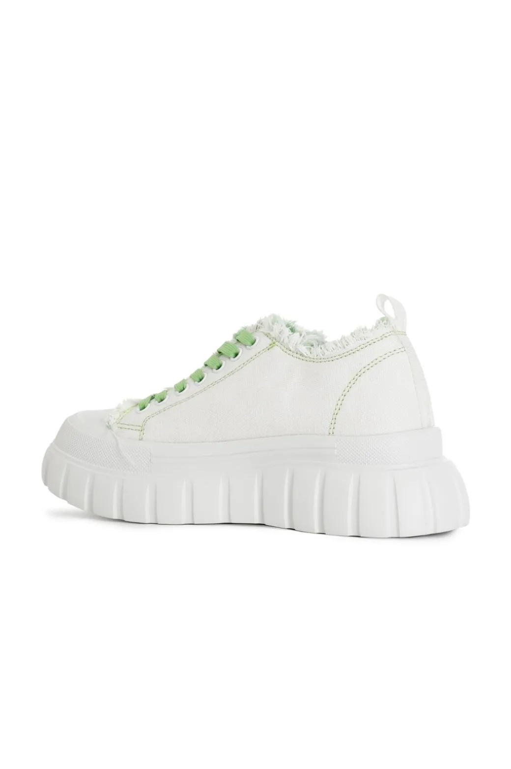 sneakers in tessuto sfrangiato e cuciture a contrasto bianco/verde