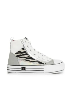 sneakers mid patchwork zebrati multi bianco