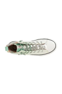 sneakers mid pizzo degradé con lacci strass menta