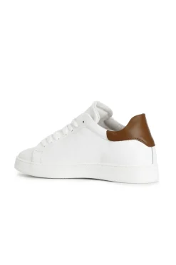 sneakers uomo in pelle bianco/cuoio