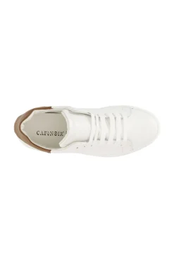 sneakers uomo in pelle bianco/cuoio