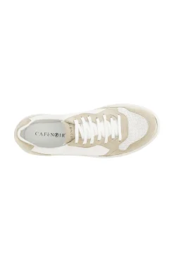 sneakers uomo in pelle bianco/beige