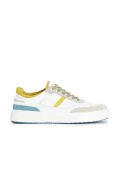 sneakers uomo in pelle e pelle scamosciata multi giallo