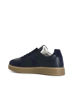 sneakers uomo in pelle e scamosciato blu