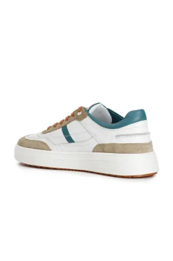 sneakers uomo in pelle e pelle scamosciata multi verde