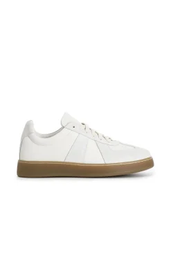 sneakers uomo in pelle e scamosciato latte