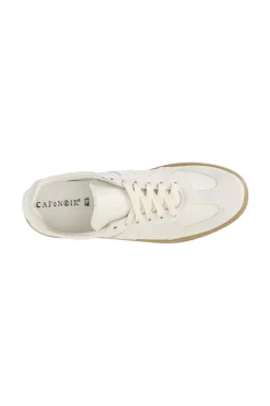 sneakers uomo in pelle e scamosciato latte