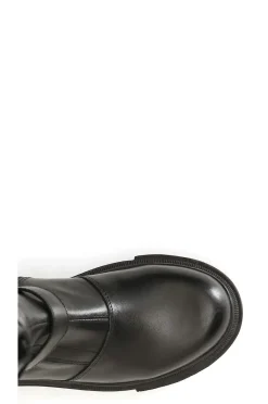 stivale donna in pelle con fibbie nero