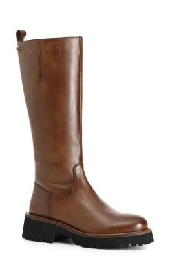 stivale donna in pelle tabacco