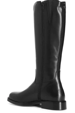 stivale in pelle con borchie laterali nero