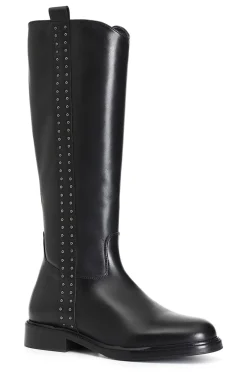 stivale in pelle con borchie laterali nero