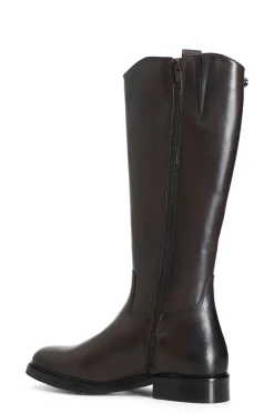 stivale in pelle con borchie laterali t.moro