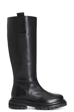 stivale in pelle con cerniera nero