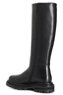 stivale in pelle con cerniera nero