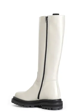 stivale in pelle con cerniera off white