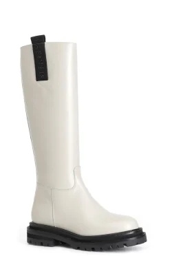 stivale in pelle con cerniera off white