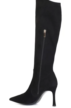 stivale in pelle e microfibra nero