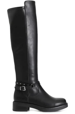 stivale in similpelle con cavigliera nero