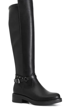 stivale in similpelle con cavigliera nero