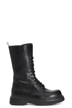 stivaletto alto allacciato in similpelle nero