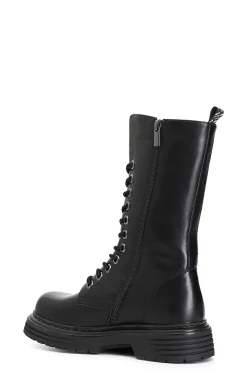 stivaletto alto allacciato in similpelle nero