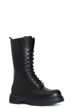 stivaletto da donna allacciato in similpelle nero