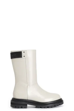 stivaletto donna in pelle off white