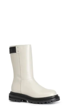 stivaletto donna in pelle off white