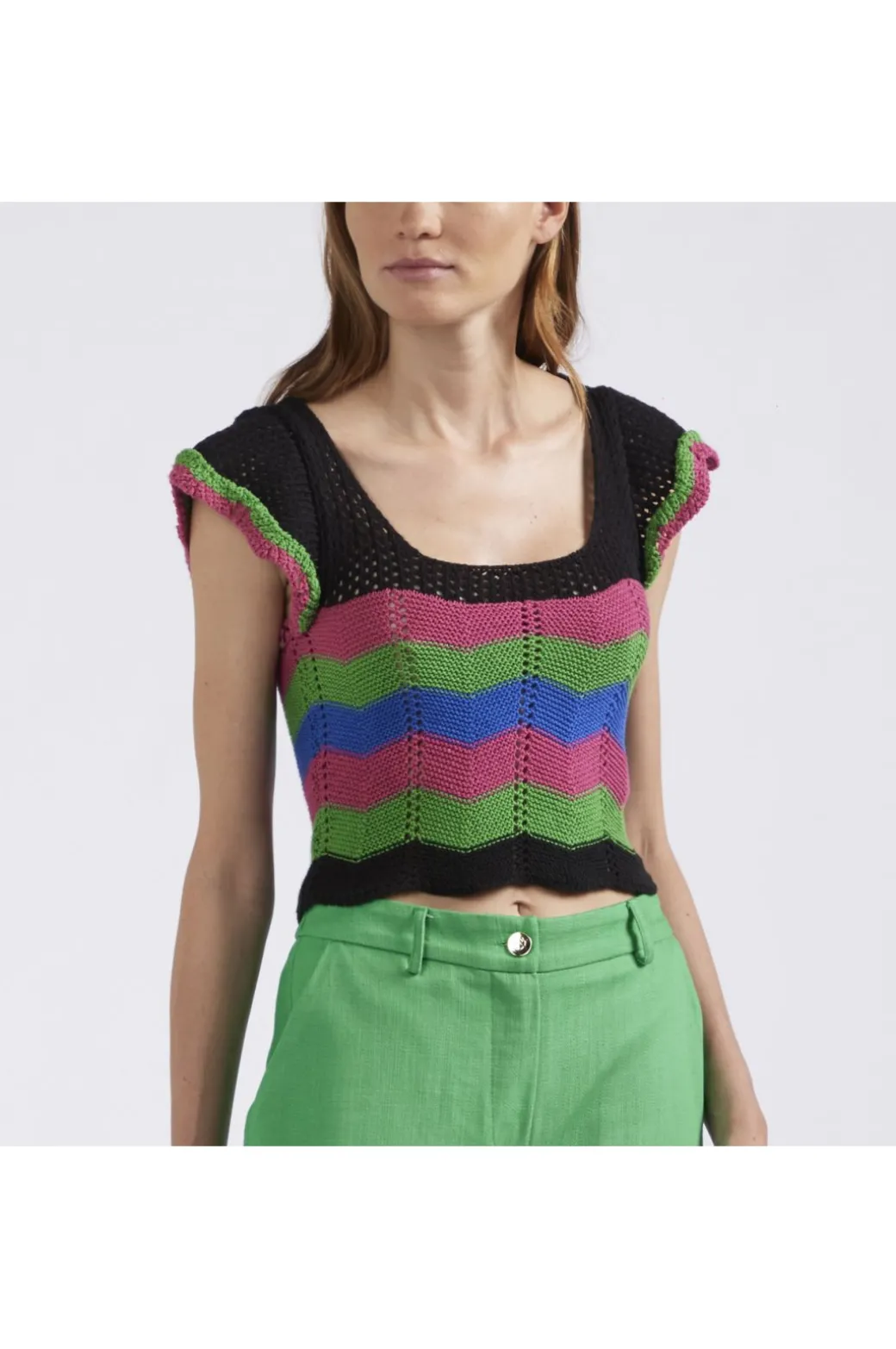 top multicolor lavorazione crochet multicolor