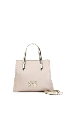 tote con dettagli in materiale specchio cipria