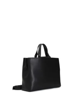 tote con infilatura e accessorio lucchetto nero