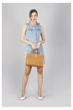 tote con intreccio nocciola