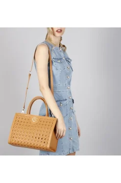 tote con intreccio nocciola