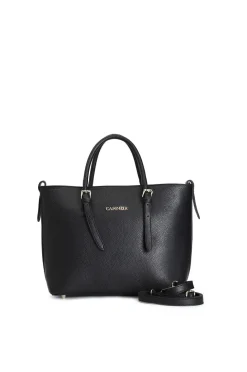 tote in materiale granoso ed effetto suede sul quadrante davanti, attacco manic nero