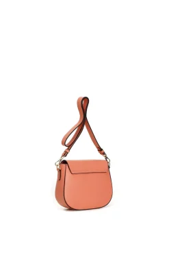 tracolla con pattina in pelle e chiusura strass salmone