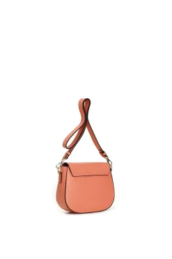 tracolla con pattina in pelle e chiusura strass salmone