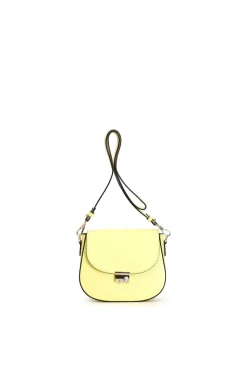tracolla con pattina in pelle e chiusura strass limone