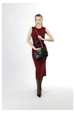 tracolla trapuntata con motivo a rombi e pattina trapuntata nero