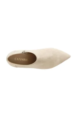 tronchetti affusolati in pelle con cerniera laterale e tacchetto medio ecru