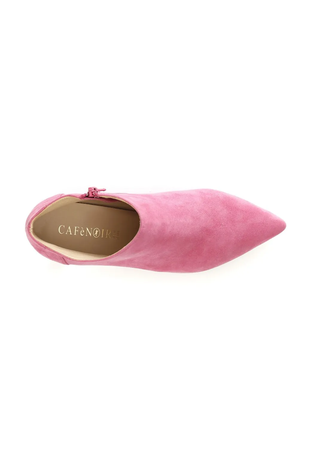 tronchetti affusolati in pelle con cerniera laterale e tacchetto medio fuxia