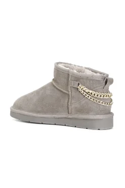 tronchetti bassi in pelle scamosciata con catene decorative