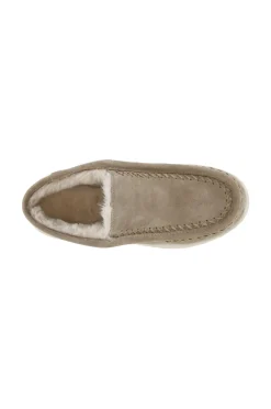 tronchetto basso da donna in pelle scamosciata taupe