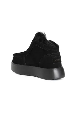 tronchetto basso da donna in pelle scamosciata nero