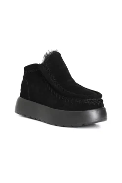 tronchetto basso da donna in pelle scamosciata nero