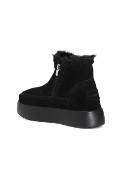 tronchetto da donna con doppia cerniera in pelle scamosciata nero