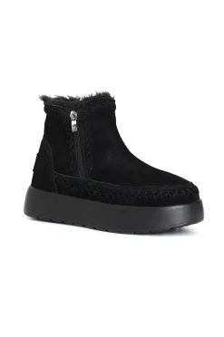 tronchetto da donna con doppia cerniera in pelle scamosciata nero