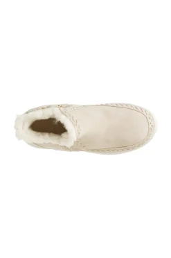 tronchetto da donna con doppia cerniera in pelle scamosciata beige